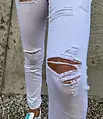 Roztrhané fashion rifle s gumeným pásom