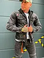 Pánska denim kombinovaná bunda s kapucňou