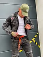 Pánska denim kombinovaná bunda s kapucňou