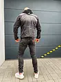 Pánska denim kombinovaná bunda s kapucňou