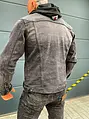 Pánska denim kombinovaná bunda s kapucňou