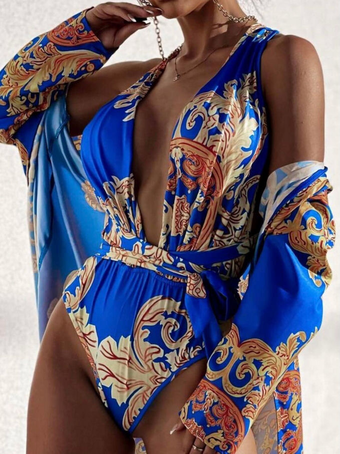 Jednodielne plavky s kaftanom