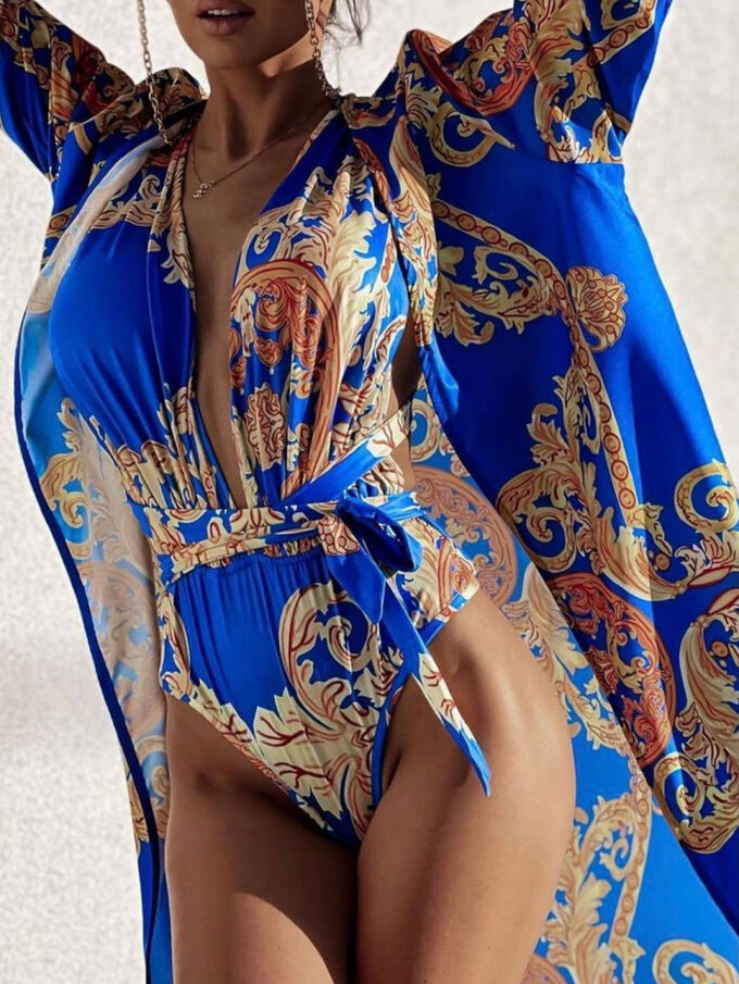 Jednodielne plavky s kaftanom