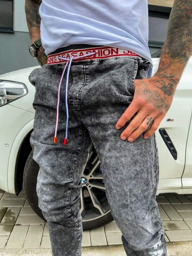 Štýlové pánske rifle s gumeným pásom + - next