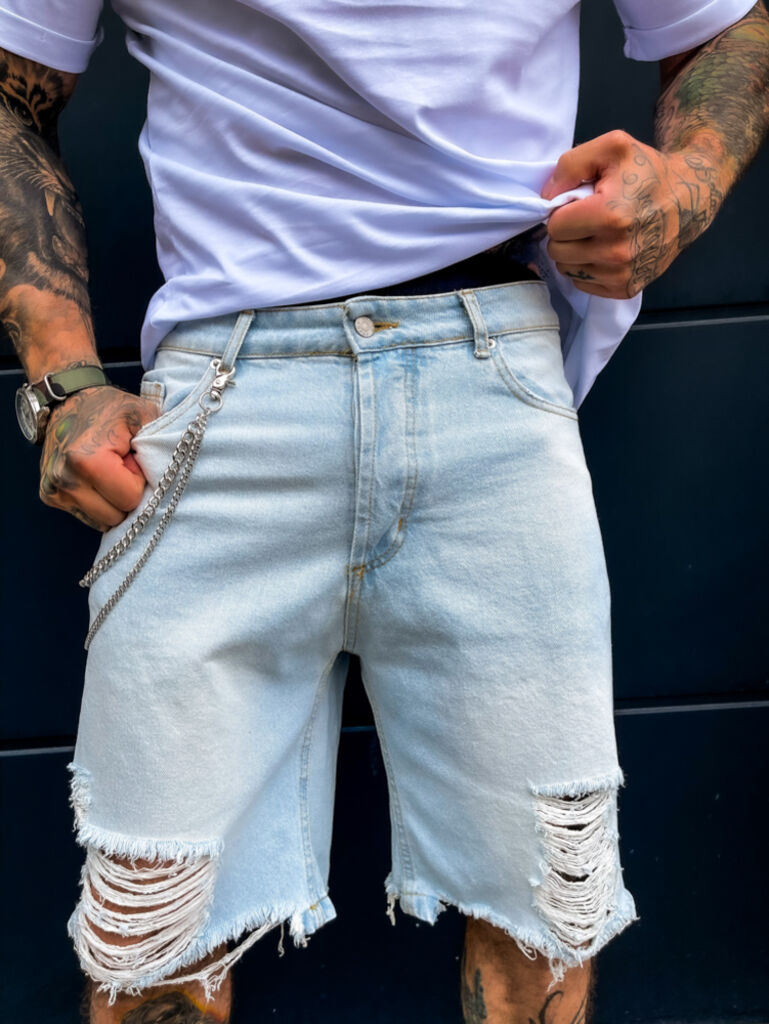 Roztrhané pánske džínsové bermudy + - next