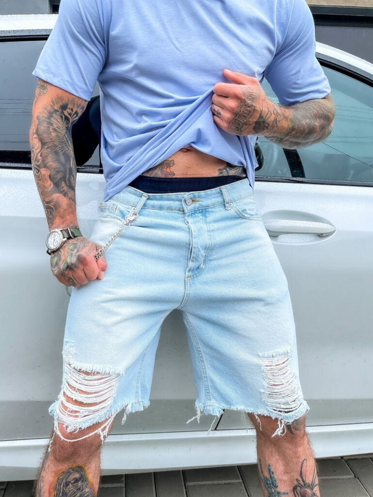 Roztrhané pánske džínsové bermudy +