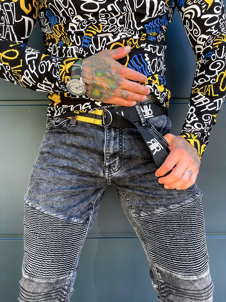 Štýlové pánske rifle s opaskom+