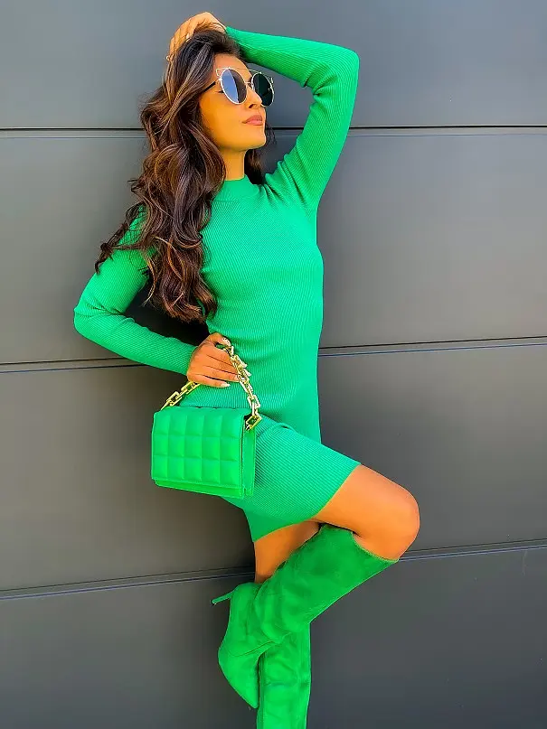 Zelené úpletové šaty ELISSA