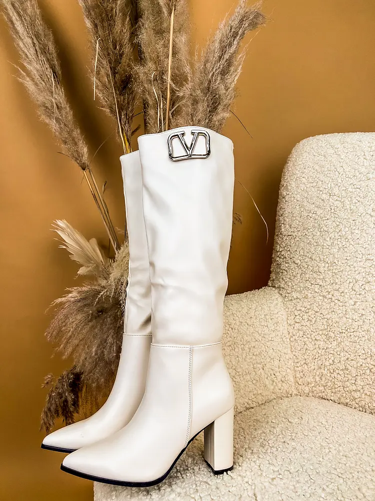 Elegantné béžové vysoké čižmy NENA+