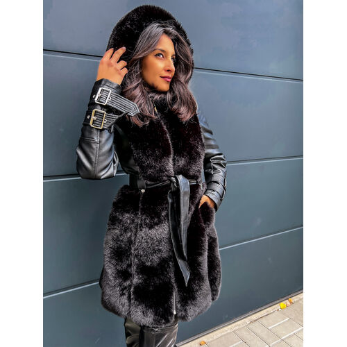 E-shop Koženková zimná bunda s kožušinkou LENITA*