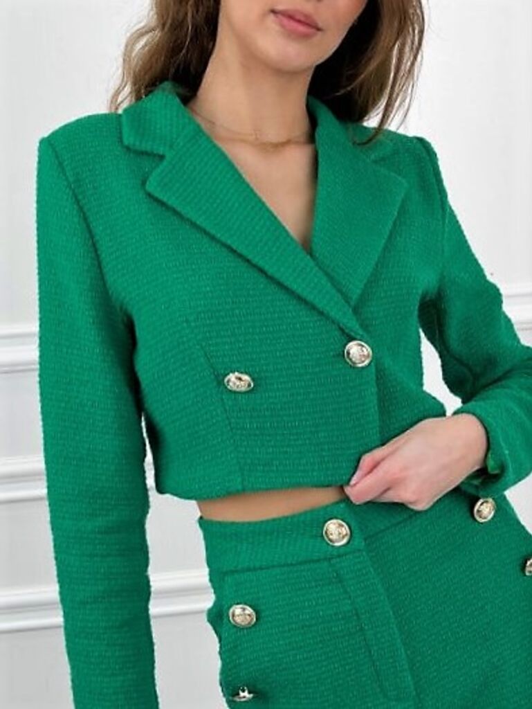 Elegantné skrátené sako so zlatými gombíkmi AVRIL+