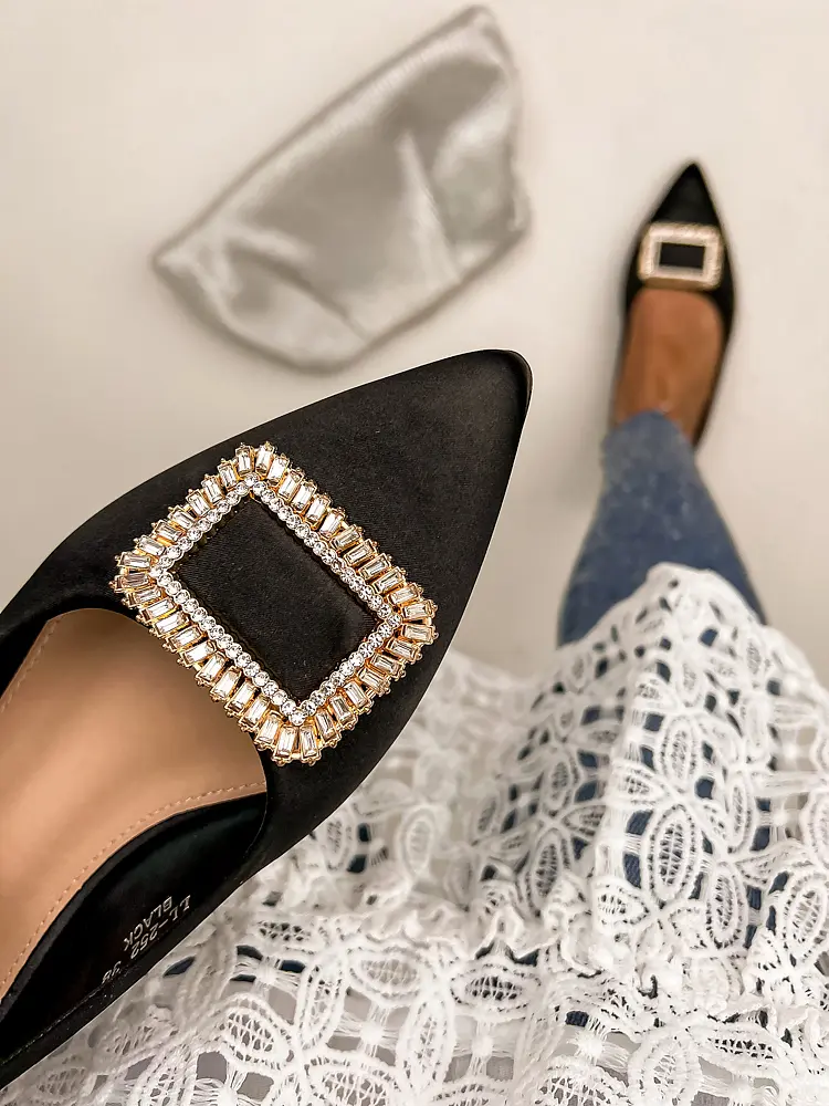 Saténové balerínky s ozdobou FAORA