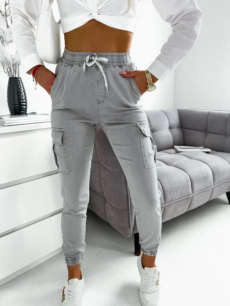 Sivé dámske cargo rifle - next