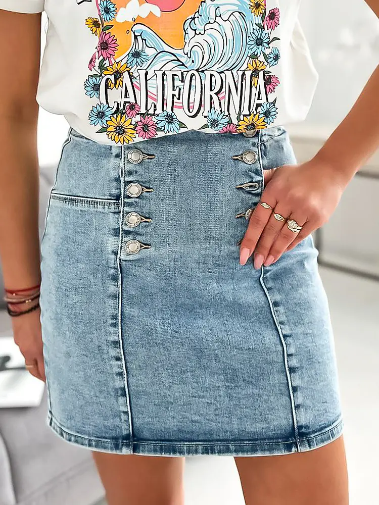 Denim sukňa s gombíkmi MORA