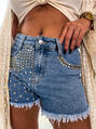 Denim šortky zdobené nitmi ZYVA