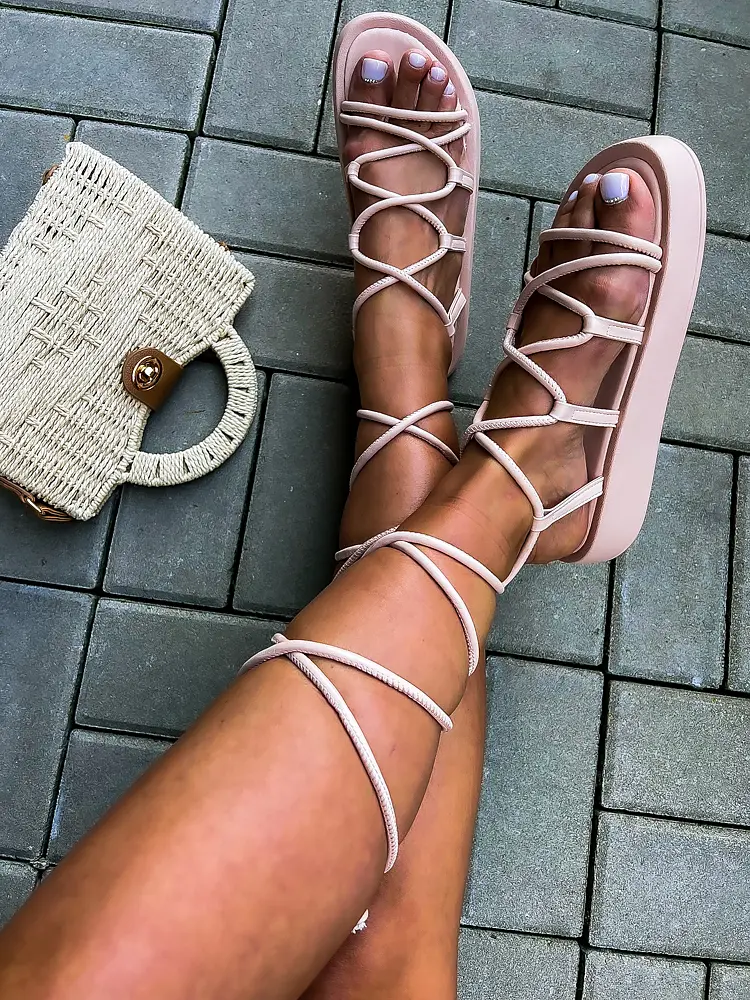 Dámske sandále na viazanie KORENA+