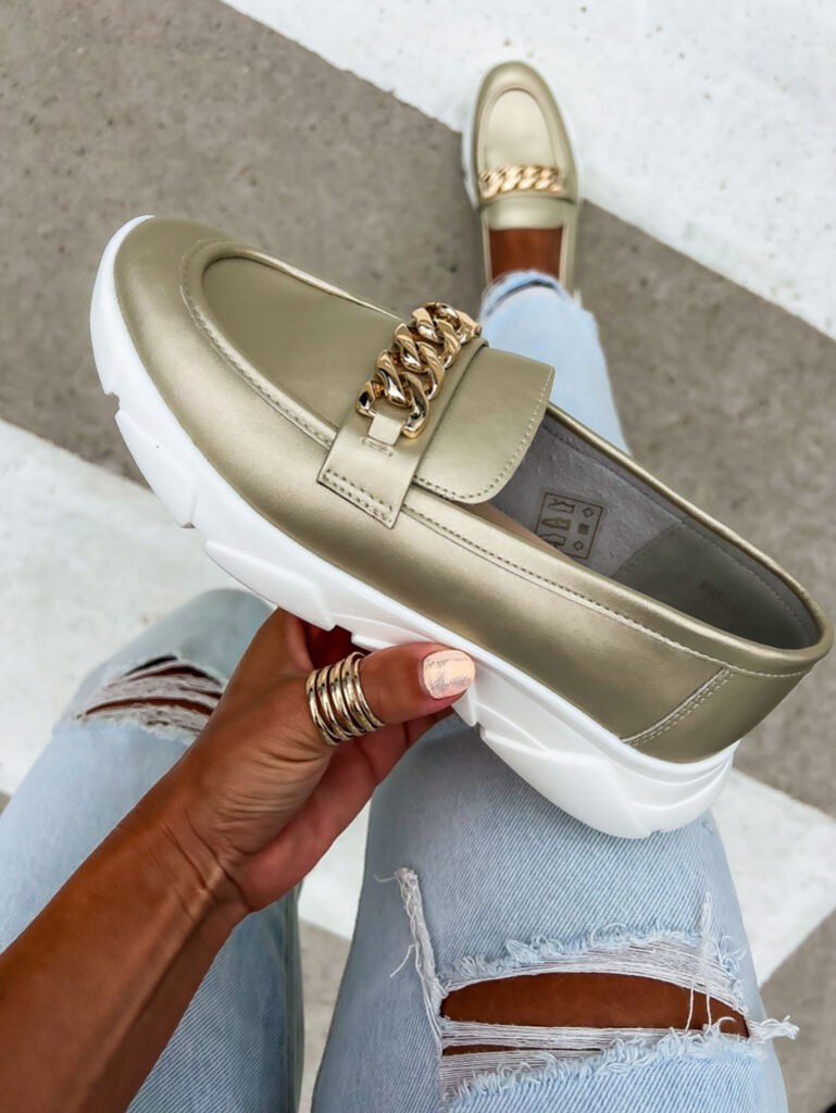 Zlaté dámske mokasíny MADILYN+