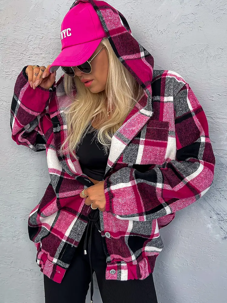 Kockovaná vrchná košeľa s kapucňou SYDNEY