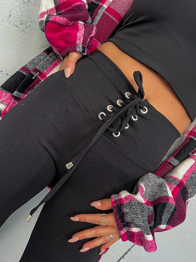 Vrúbkované legíny s vysokým pásom*