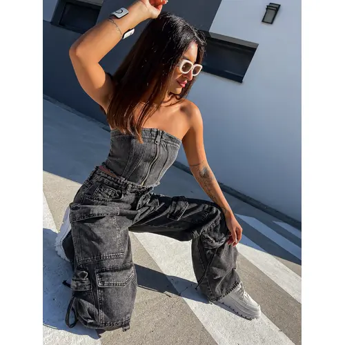 Denim top na zips SURIYA+ veľkosť: M/L