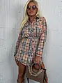 Kockované košeľové šaty bez opasku