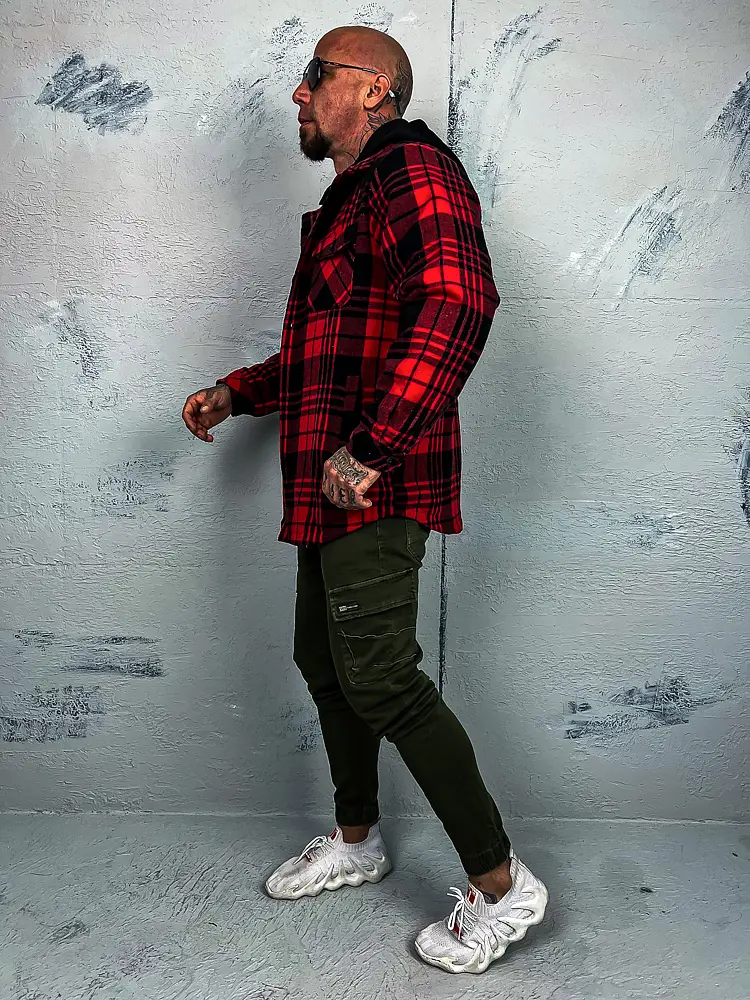 Kockovaná vrchná košeľa s kapucňou  - next