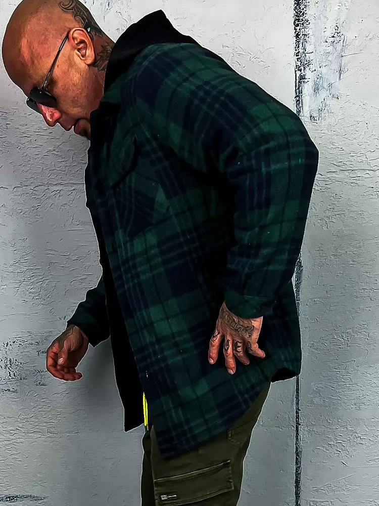 Kockovaná vrchná košeľa s kapucňou+ - next