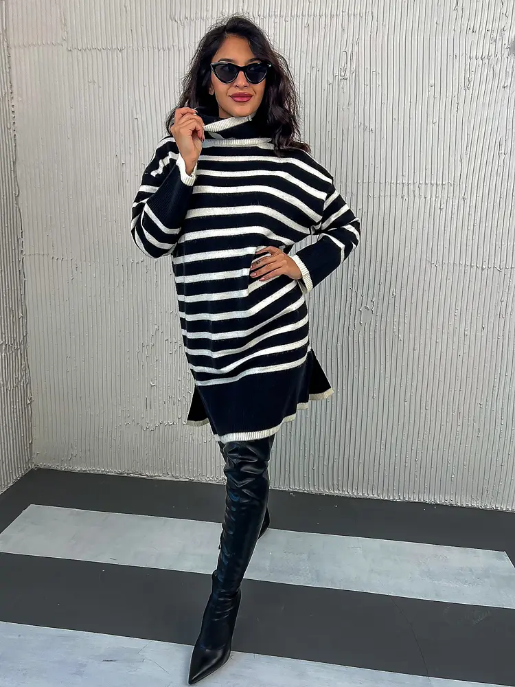 Pásikavé rolákové pletené šaty BRENDY+ - next