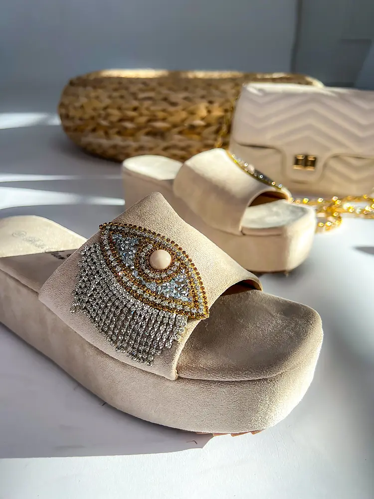 Platformové semišové šľapky HEATHER-