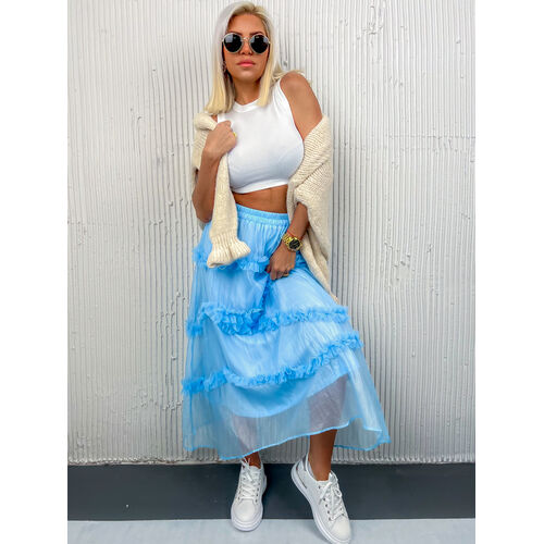 E-shop Dlhá modrá sukňa s gumeným pásom LENALEE