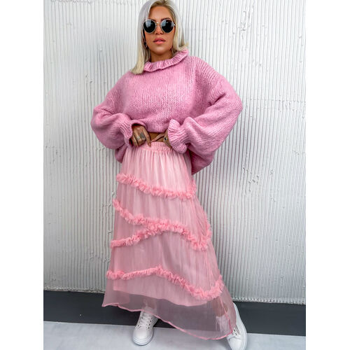 E-shop Dlhá ružová sukňa s gumeným pásom LENALEE