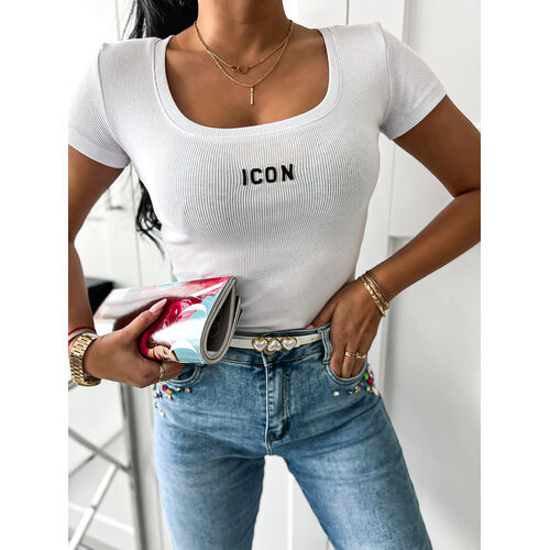 E-shop Biele vrúbkované tričko ICON*
