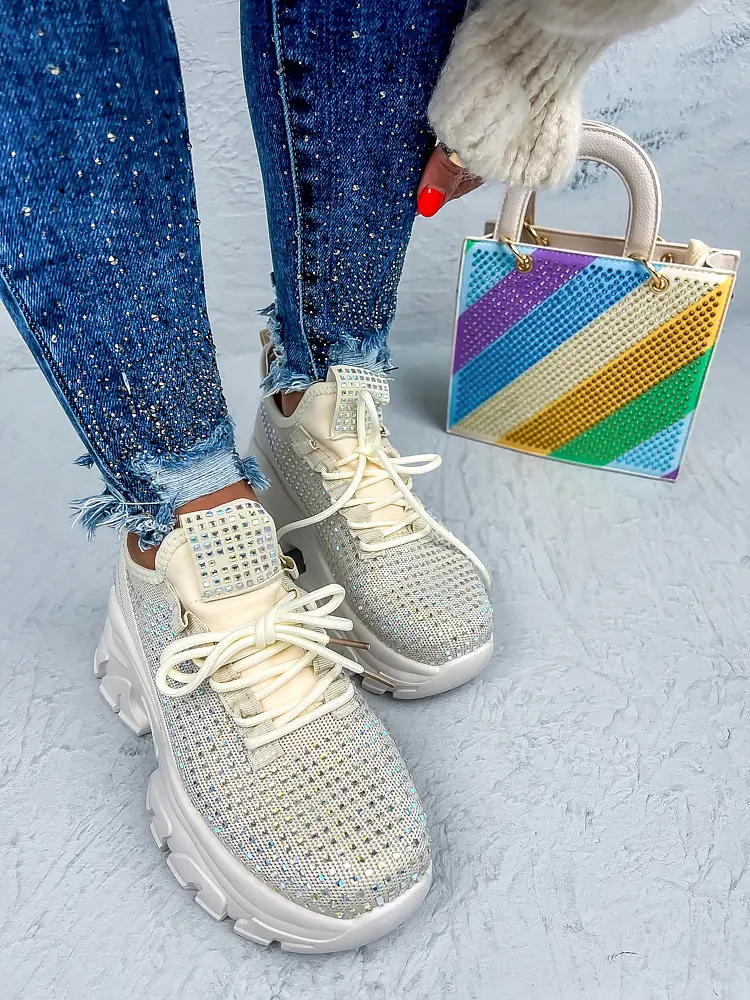 Béžové tenisky zdobené kamienkami LISBETH+ - next