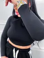 Čierny crop-top s dlhým rukávom AVERIE+