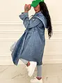 Dlhý denim kabát s kapucňou TRACEY