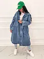 Dlhý denim kabát s kapucňou TRACEY