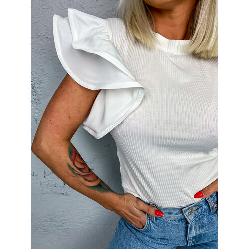 E-shop Biele vrúbkované tričko ZELLA*