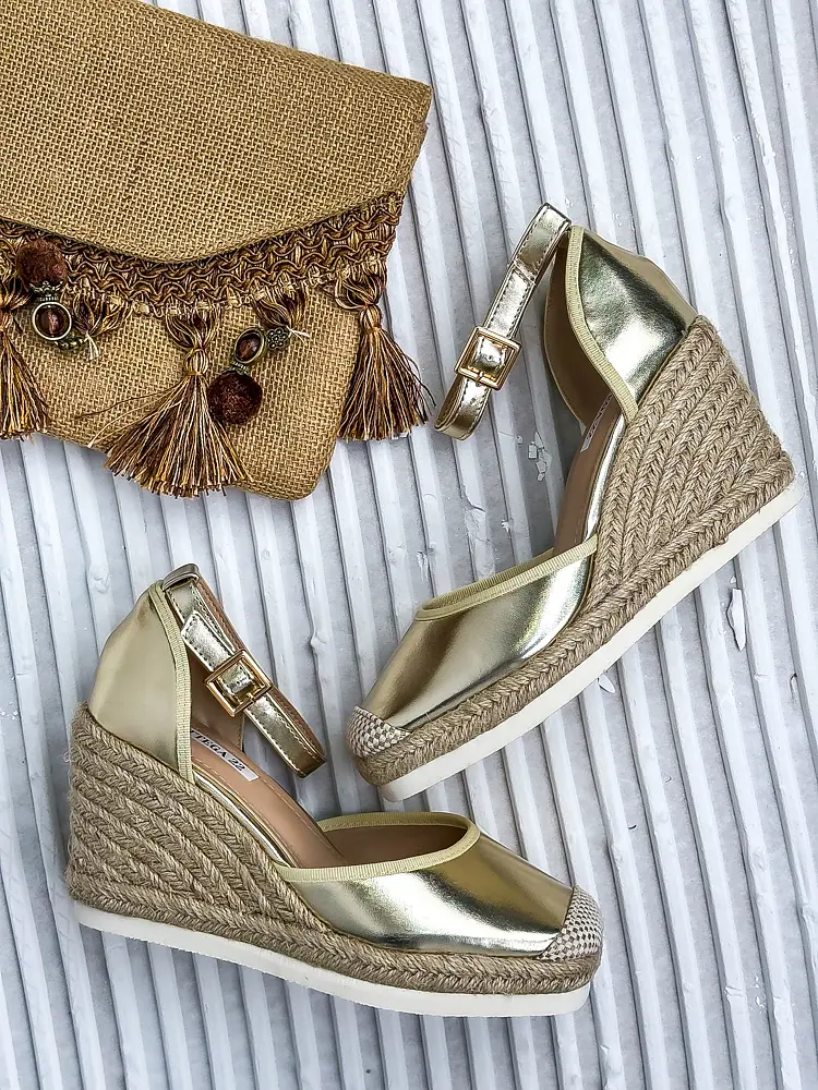 Zlaté sandálové espadrilky AVALON-