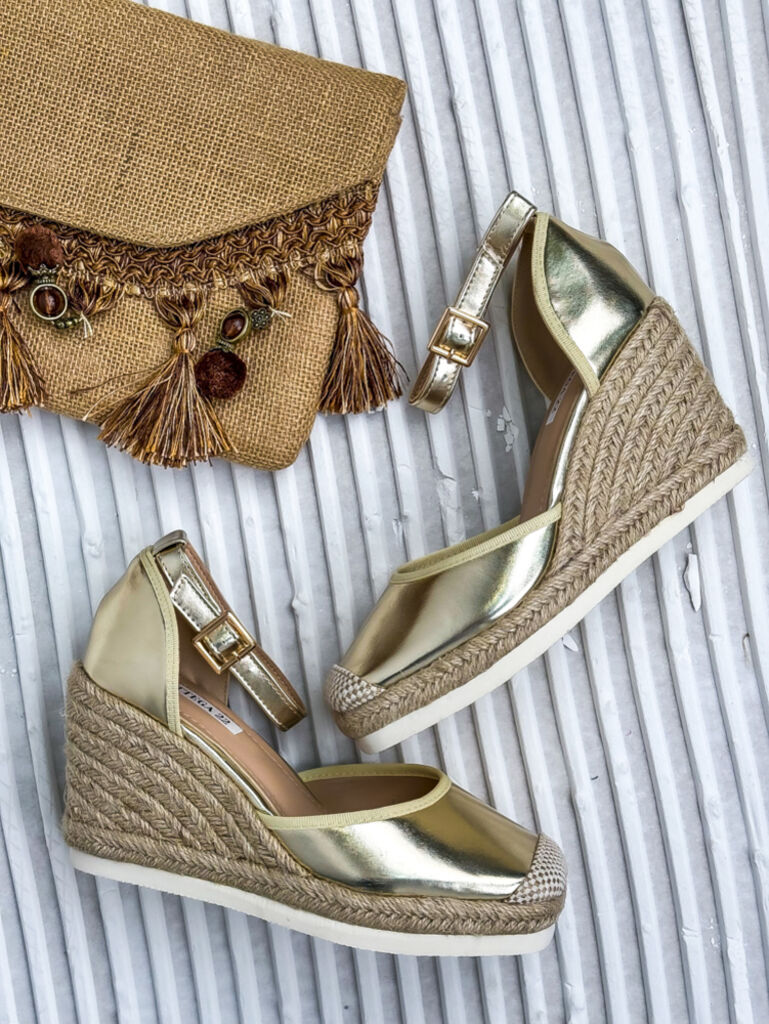 Zlaté sandálové espadrilky AVALON+