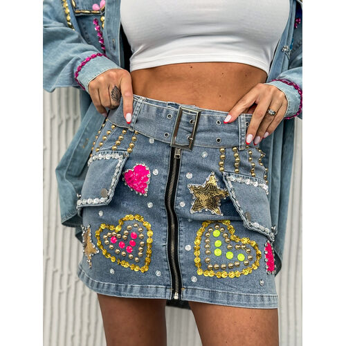 Extravagantná denim sukňa s opaskom HAITI+ veľkosť: L