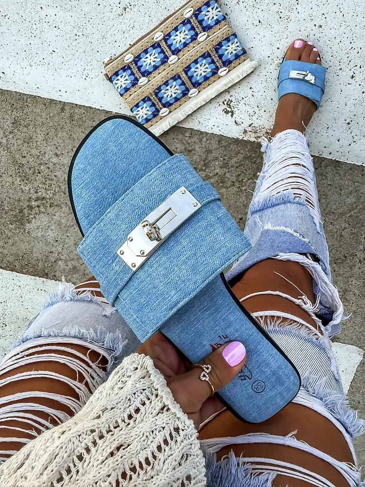 Dámske šľapky so striebornou ozdobou ROMILLA+