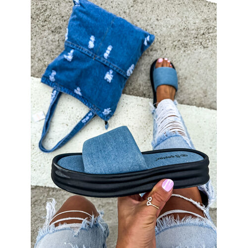 Modré denim šľapky OLIVIA+ veľkosť: 38