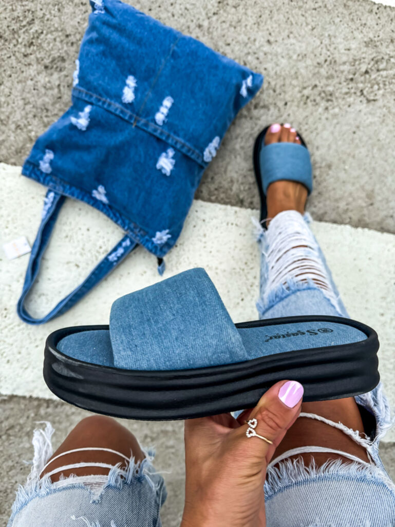 Modré denim šľapky OLIVIA+