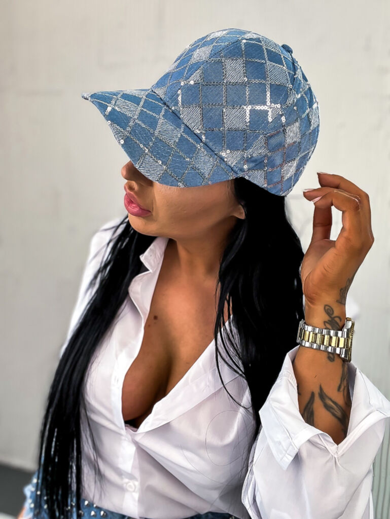 Denim šiltovka zdobená flitrami+