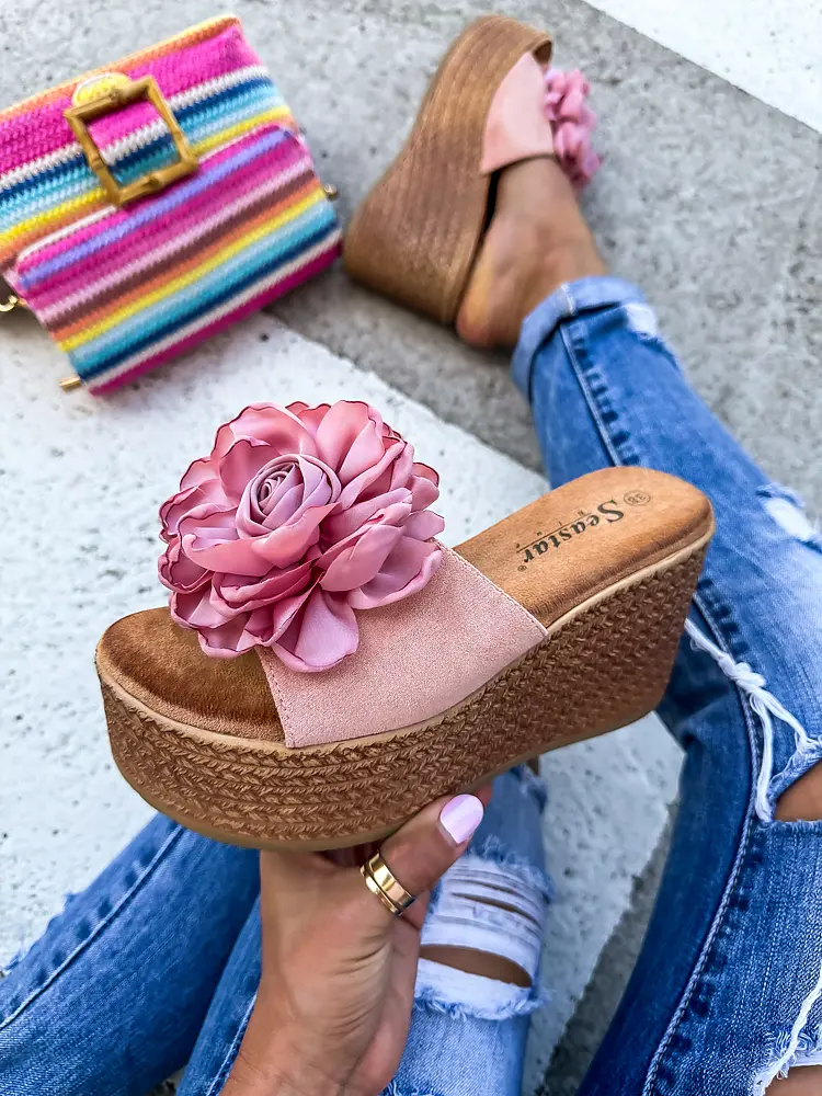 Ružové platformové šľapky KAMERON-