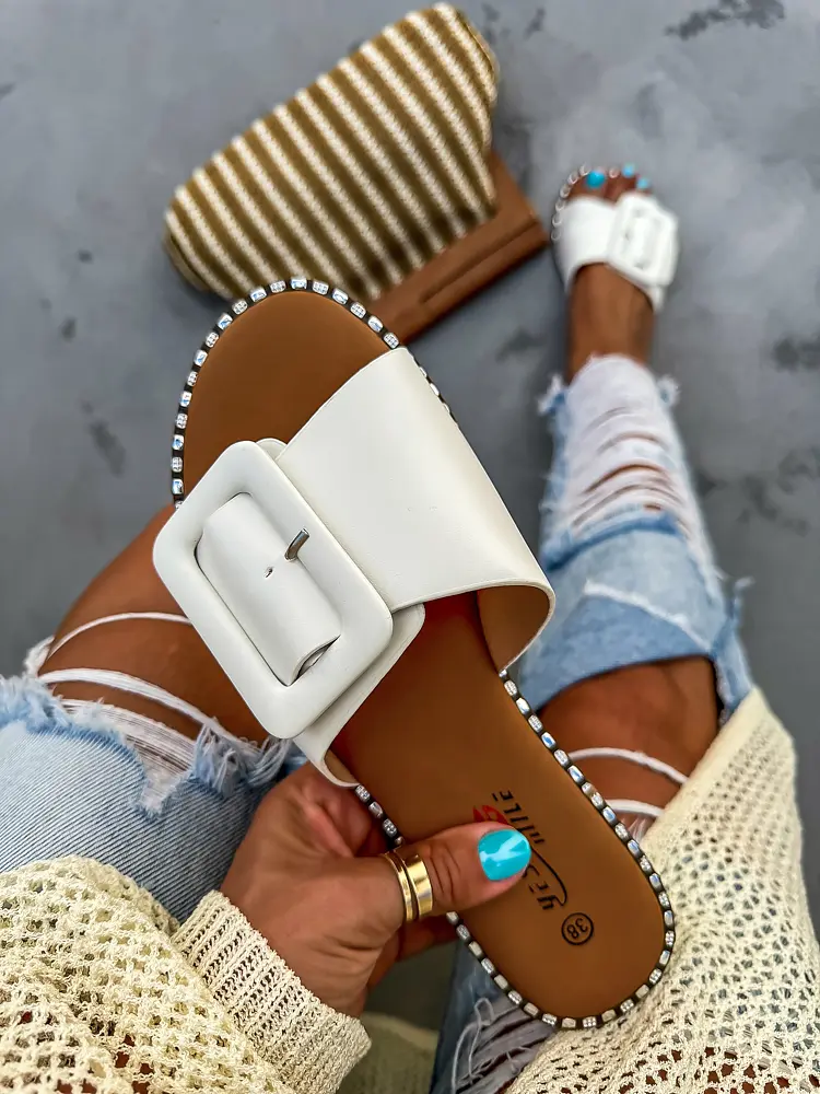 Biele dámske šľapky FRANCESCA+