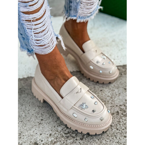 Béžové mokasíny so striebornou ozdobou AUBREY+ veľkosť: 40