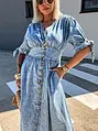 Dlhé denim košeľové šaty RHETTA