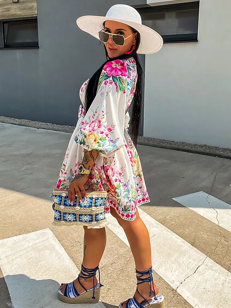 Kvetované košeľové šaty s opaskom HARLYN+ - next