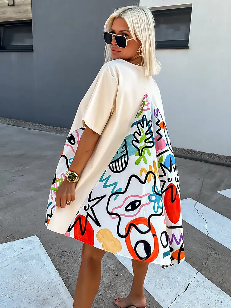 Vzorované oversized šaty ANNIKA